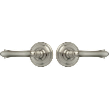Premium Rockwell Solid Brass Bourne Privacy Lever set, Brushed Nickel