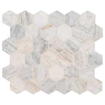 Capri Blue 2X2 Hexagon Honed Marble Mosaic, 4x4 or 6x6 Sample