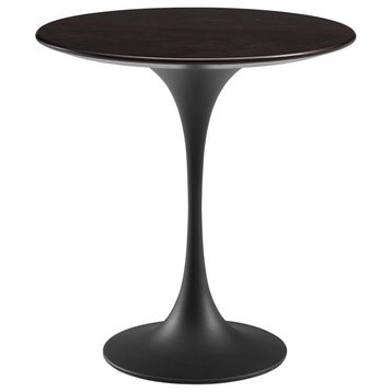 Sofa Side Table, Round, Black Brown Walnut, Metal, Modern, Lounge Hospitality