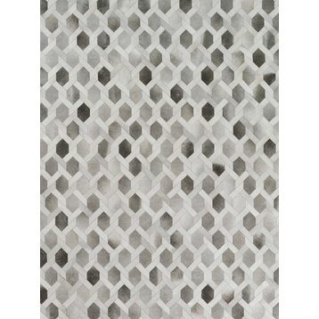 Natural Hide Cowhide Gray/Silver Area Rug, 5'x8'