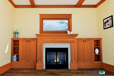Arts and crafts family room photo in Vancouver