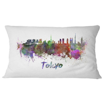 Tokyo Skyline Cityscape Throw Pillow, 12"x20"
