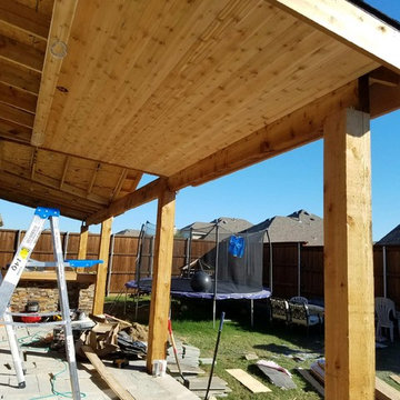 Outdoor Kitchen in progress - stone and cedar