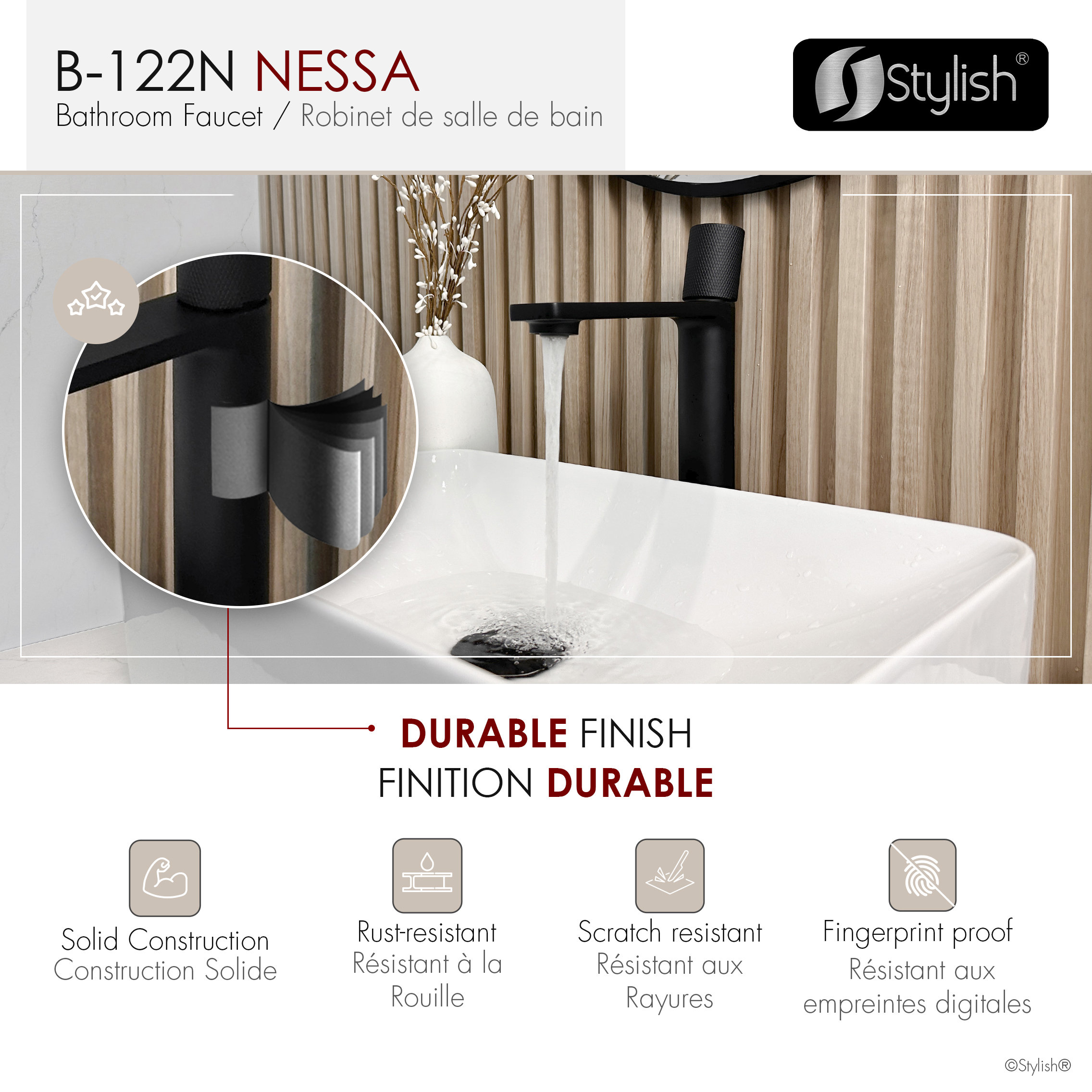 STYLISH Nessa Single Handle 12 1/2" Matte Black Vessel Bathroom Faucet