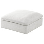 Meridian Furniture - Serene Linen Textured Fabric Deluxe Comfort Modular Ottoman, Cream - There's lots to love about the Serene linen textured deluxe cloud-like comfort modular collection, and this piece is not an exception. The soft cream linen textured fabric is cozy and sleek to the touch while the overstuffed down/feather cushions provide gentle support so you can relax and unwind like a VIP. Customize your seating with this modular set by adding the pieces you like most. Latches under each piece make it easy to snap them into position for a look that's modern yet welcoming.
