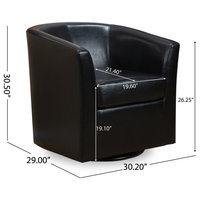 GDF Studio Corley Black Leather Swivel Club Chair