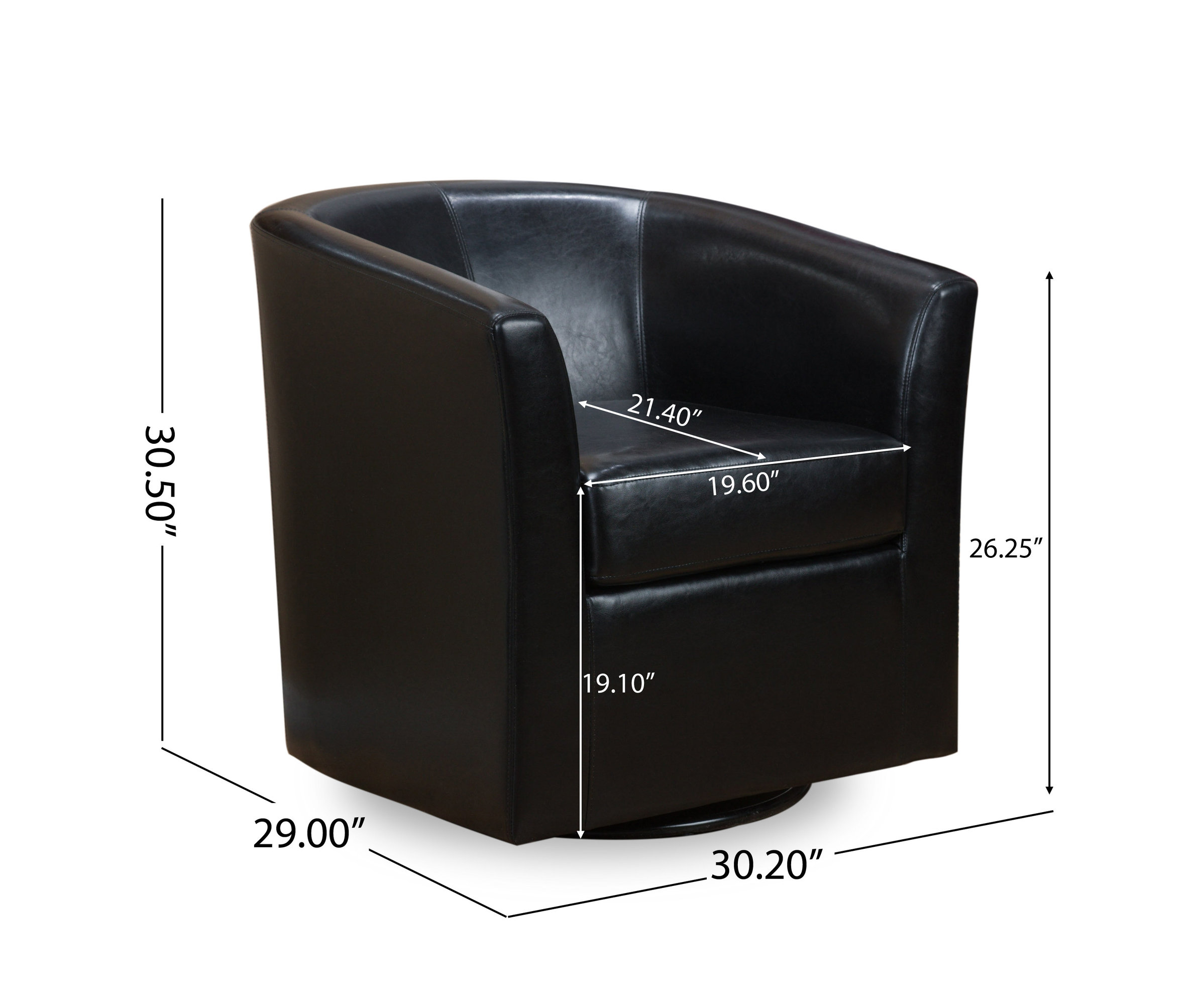 GDF Studio Corley Black Leather Swivel Club Chair