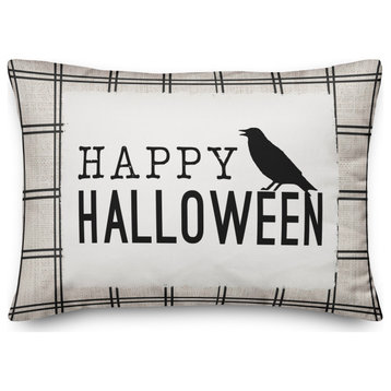 Happy Halloween Crow 14x20 Throw Pillow