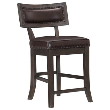 Lexicon Oxton Counter Height Dining Chair in Espresso Faux Leather (Set of 2)