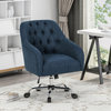 Uriel Tufted Home Office Chair With Swivel Base, Navy Blue, Silver Finish