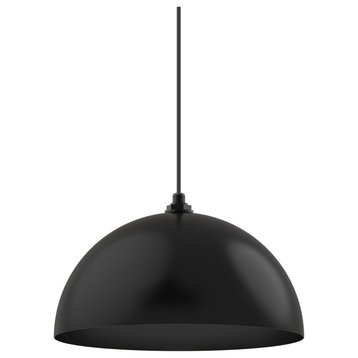 Kitchen Island Light - The Melrose 18" Dome - Modern Bowl Pendant, Matte Black Interior