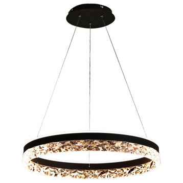 MIRODEMI® Châtel-Saint-Denis | Crystal Chandelier in the Shape of Ring, Black, Cool Light
