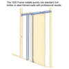 Sliding Pocket Door 42 x 80 With Clear Glass 3 Lites, Lucia 2555 Matte White