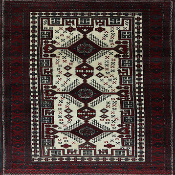 Ahgly Company Indoor Square Mid-Century Modern Area Rugs, 7' Square