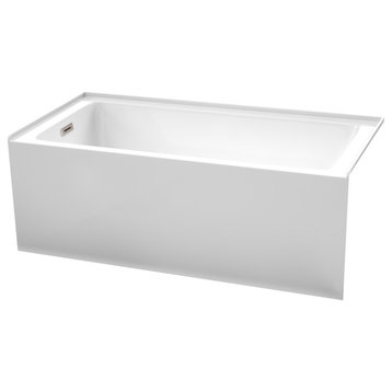 Grayley 60"x30" Alcove Bathtub With Left-Hand Drain and Trim in Brushed Nickel