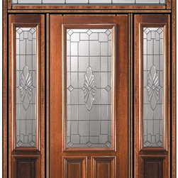 Pre-hung Sidelights-Transom Door 96 Mahogany Versailles 2/3 Lite - Front Doors