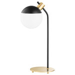 Mitzi by Hudson Valley Lighting - Miranda 1-Light Table Lamp, Aged Brass/Soft Black - Miranda is a master of mod, serving up high contrast and perfect form in her delightfully polished silhouette. A soft black frame and globe cap are the constant, complemented by either aged brass or polished nickel. Available as a wall sconce, flush mount, chandelier, and table lamp.