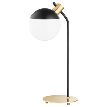 Miranda 1-Light Table Lamp, Aged Brass/Soft Black