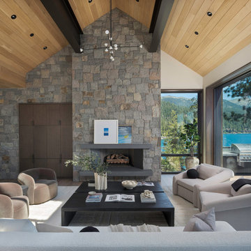 Crystal Bay Scandinavian Lake House Living Room