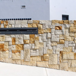 Australian Sandstone Colonial Walling in Outdoor Feature Wall Project - Wall Cladding & Stone Veneer