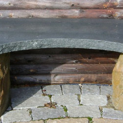 Curved Natural Stone Bench - Outdoor Benches