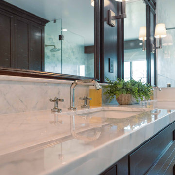 Carrara Marble Vanity Top with Polished Nickel Faucets - La Jolla Bath