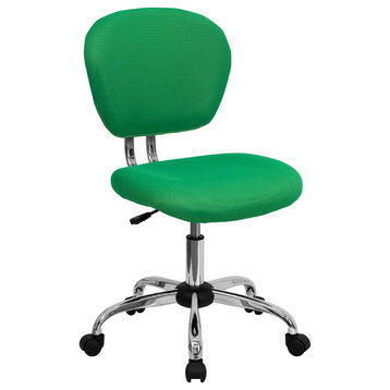 Flash Furniture Mid-Back Bright Green Mesh Task Chair With Chrome Base