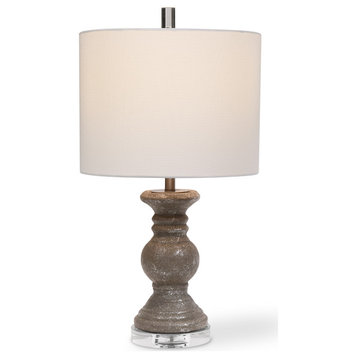 24" Farmhouse Gray Ceramic Table Lamp