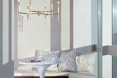 Inspiration for a modern dining room in Las Vegas with white walls.