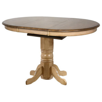 Sunset Trading Brook 42" Round Extendable Butterfly Wood Pub Table in Cream
