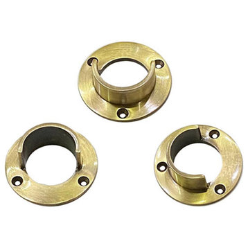 Brass Open End Flange With Set Screw, Antique Brass Lacquered