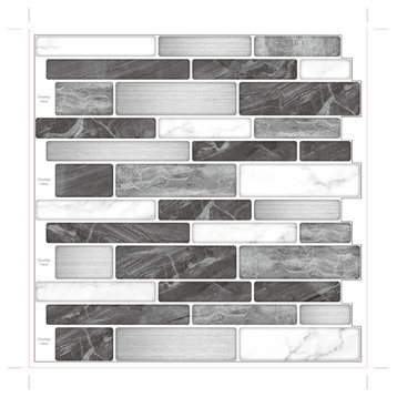 12"x12" Peel and Stick Backsplash Kitchen Wall Tiles in Marble, A17hz009