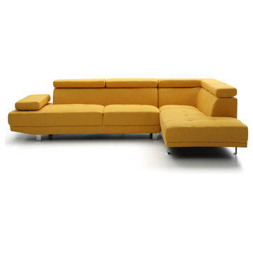 Riveredge 109" W 2 Piece Polyester Twill L Shape Sectional Sofa, Yellow