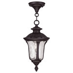 Livex Lighting - Oxford Outdoor Chain-Hang Light, Bronze - From the Oxford outdoor lantern collection, this traditional design will add curb appeal to any home. It features a handsome, antique-style hanging plate and decorative arm. clear water glass cast an appealing light and lends to its vintage charm. Wall plate, arm and other details are all in a bronze finish.