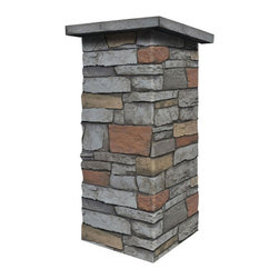 C143-BRECKENRIDGE DEEP WIDE STACKED STONE COLUMN WRAP (CAPS SOLD SEPARATELY) - Wall Panels