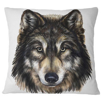 Wolf Head Animal Throw Pillow, 18"x18"