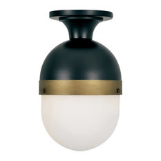 Capsule 1 Light Outdoor Ceiling Mount in Matte Black + Textured Gold