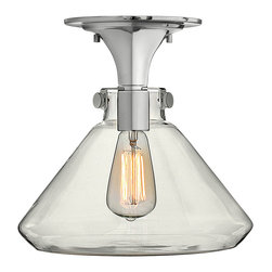 Hinkley Congress 12" Semi-Flush Mount in Chrome Finish & Hand Blown Glass - Flush-mount Ceiling Lighting