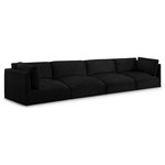 Meridian Furniture - Ease Fabric Upholstered Modular Sofa, Black - Ease into comfort when you bring home this Ease fabric modular sofa. Designed with an uber casual vibe in mind, this plump sofa sits low to the floor, making it a simplistically perfect addition to a living room, den, game room, teen's room, or dorm room. This fun sofa is part of a modular collection, so you can add it with other items in the Ease collection for a custom arrangement.