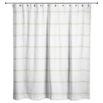Beige Stripes on Wood 71x74 Shower Curtain