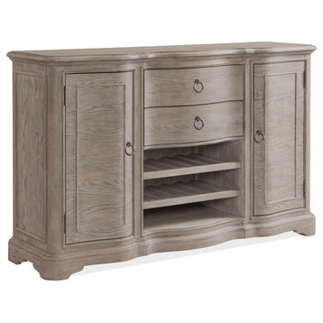 Riverside Furniture Anniston Wood Server with 2 Adjustable Shelves in Gray
