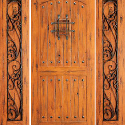 Knotty Alder External Prehung Door with Two Sidelites,, Speakeasy - Front Doors