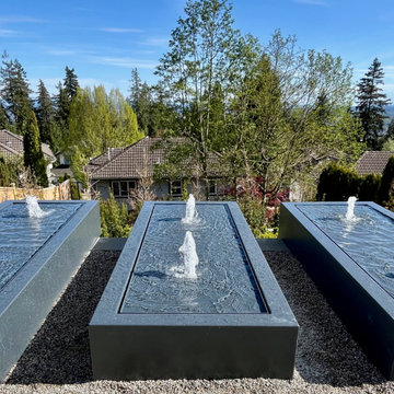 Closer view of the water tables and fountains