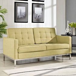 Florence Style Green Wool Loft Loveseat - Loveseats