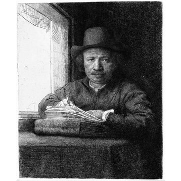Rembrandt Van Rijn Rembrandt Drawing at a Window Wall Decal Print