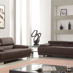 Melody Chocolate Leather Sofa Set - $4401.90 - Living Room Furniture Sets