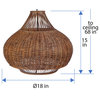Handoven Wicker Pear Pendant Lamp, Natural, Brown