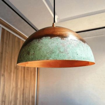 Green Patina Copper Dome Pendant Light