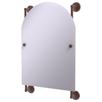 Monte Carlo Arched Top Frameless Rail Mounted Mirror, Antique Copper
