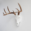 Faux Deer Skull Native American Carving Wall Decor, White and Bronze